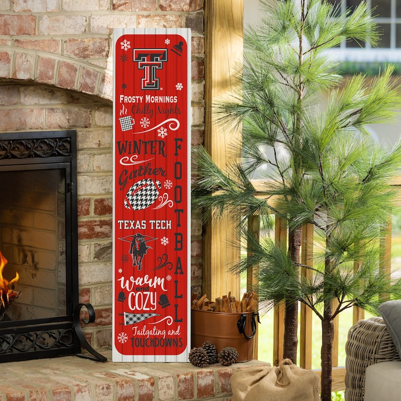 47" Double Sided Seasonal Porch Leaner, Texas Tech University - 47" x 11.25" - Winter