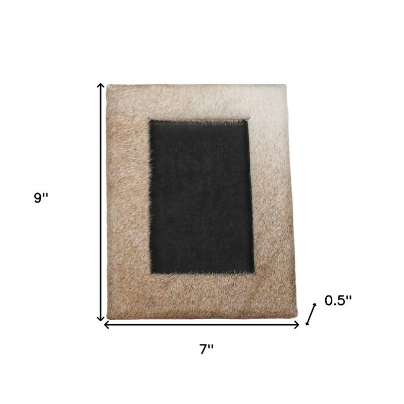 HomeRoots 4" x 6" Natural Cowhide Tabletop Picture Frame with Mat
