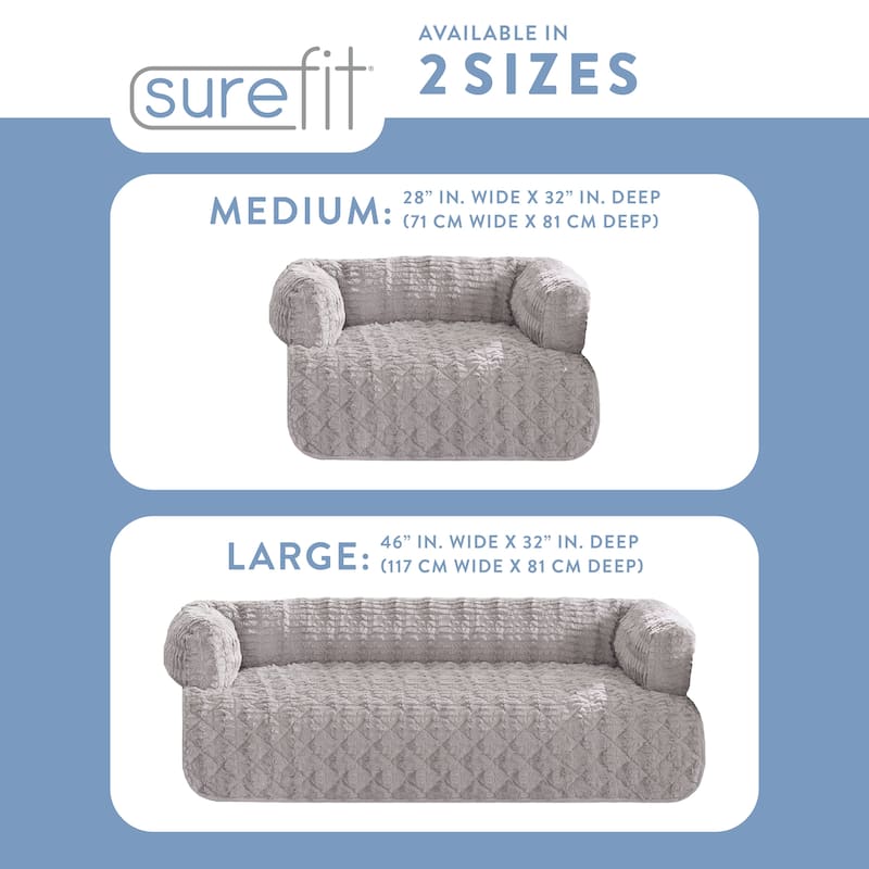SureFit Pet Fido Fur 3-Sided Bolster Pet Bed, Couch Protector