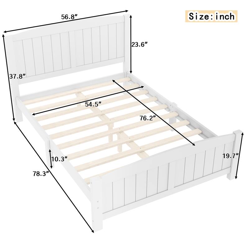 King/Queen/Full Size Platform Bed, Solid Wood Bed Frame with Support Slats, No Box Spring Needed, Sturdy Structure