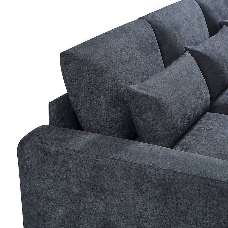 Modular L-Shape Feather Filled Sectional Sofa with Reversible Chaise