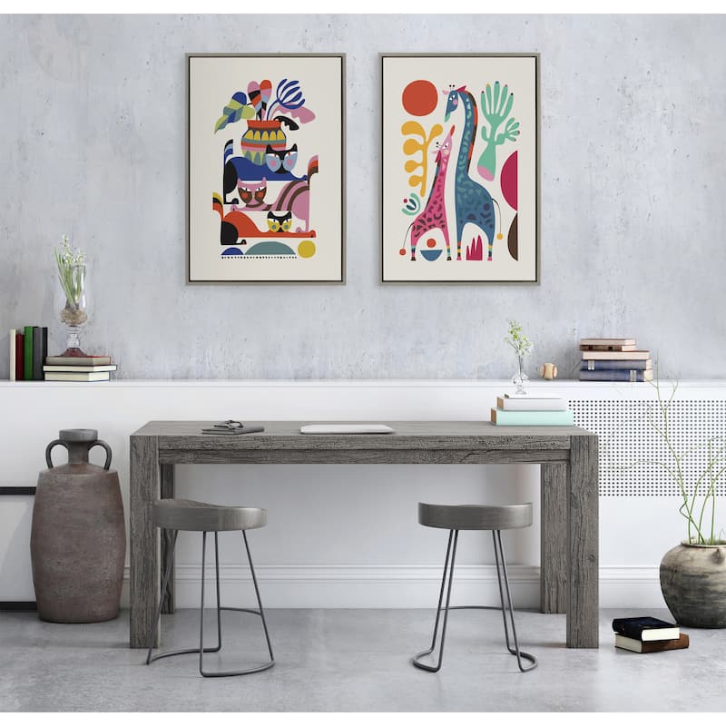 Kate and Laurel Sylvie 3 Cats Framed Canvas by Rachel Lee