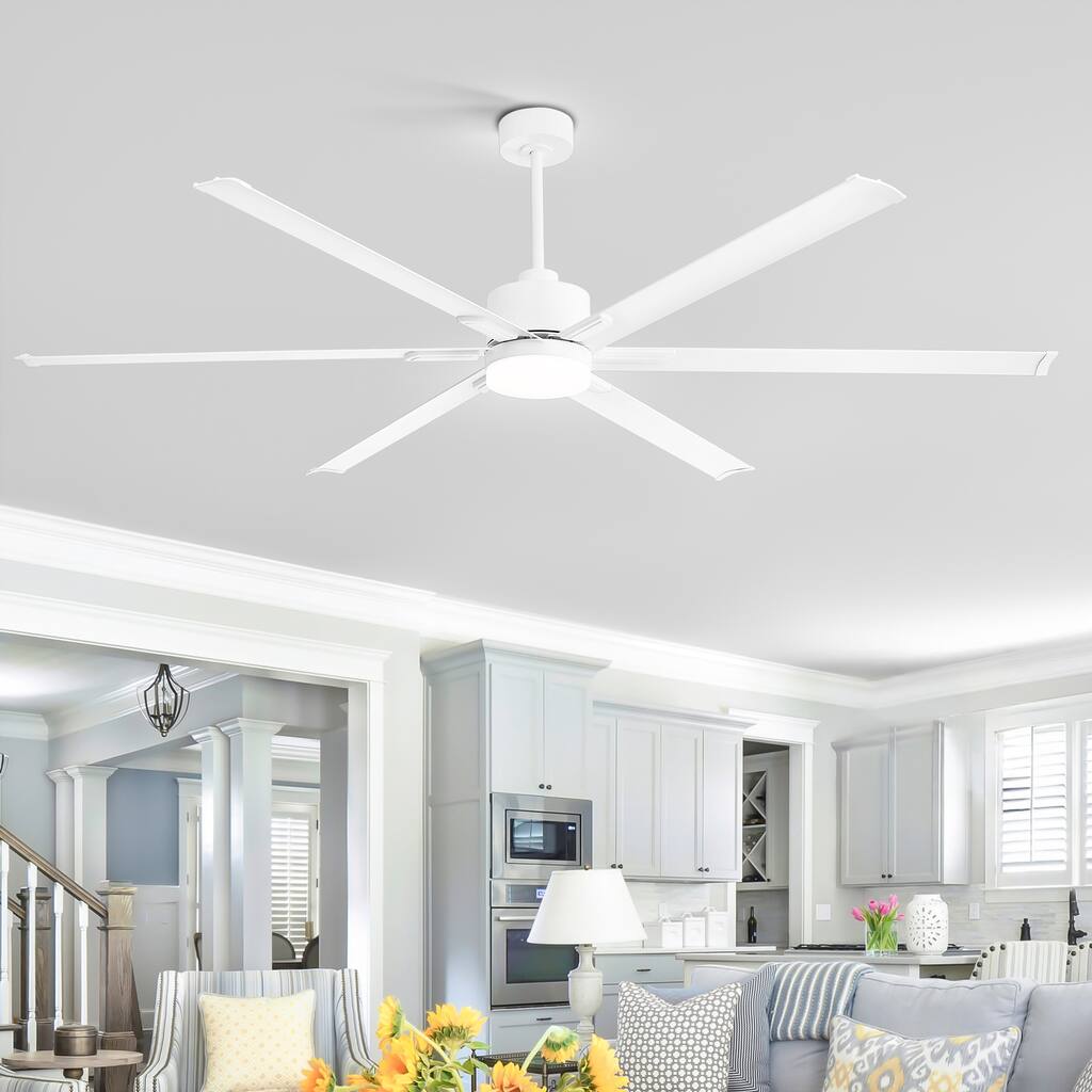72-in LED Black Ceiling Fan with Light Kit and Remote-6 Aluminum blade