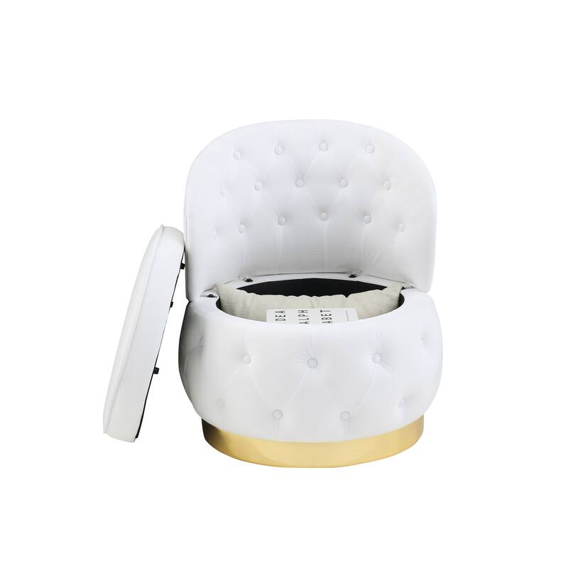 25.2" Velvet Swivel Barrel Chair with Storage