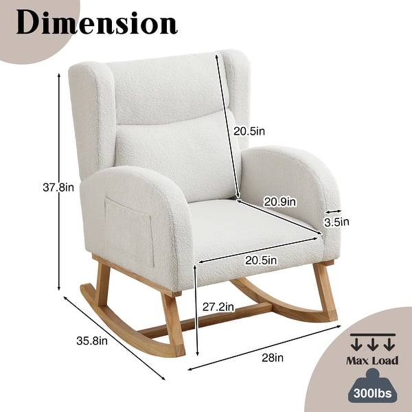 dimension image slide 3 of 5, HOMYKA 28" Wide Rocking Chair for Nursery