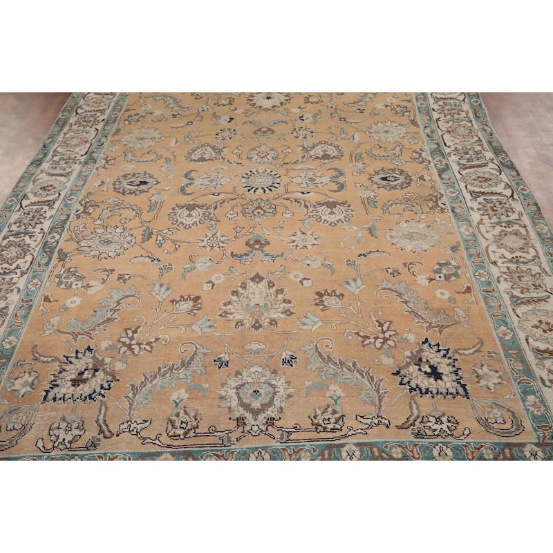 Floral Tabriz Vintage Persian Area Rug Hand-Knotted Wool Carpet - 7'5" x 10'9"