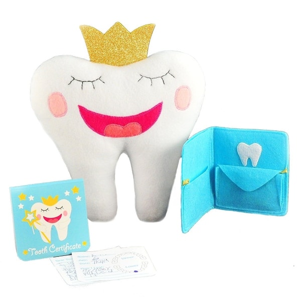 slide 2 of 8, Tooth Fairy Pillow for Boys & Girls Gifts Kit, Includes Pillow with Pocket, Notepad & Keepsake Photo Pouch - Multi