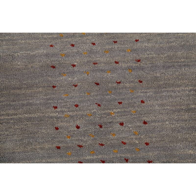 Tribal Gray Gabbeh Indian Area Rug Handmade Wool Carpet - 8'1"x 9'7"