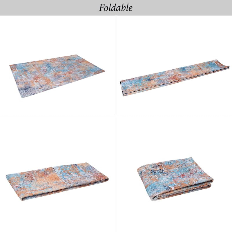 8x10 Area Rugs for Living Room,Washable Rug, Low-Pile, Non-Slip, Non-Shedding, Foldable, Kid & Pet Friendly - 9'3" x 12'3"