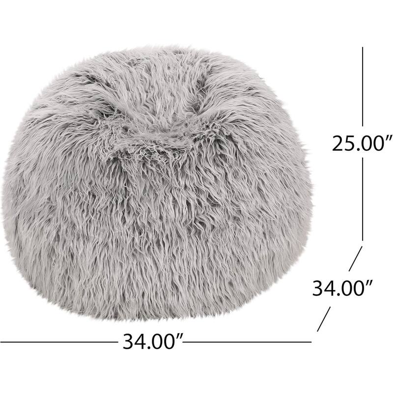Gray Modern 34" Bean Bag Chair with Foam Filling and Round Design for Living Room