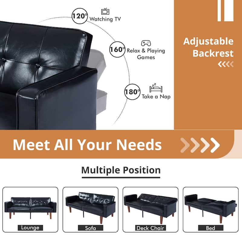 Futon Sofa Bed Memory Foam Couch Sleeper Daybed Foldable Convertible Loveseat