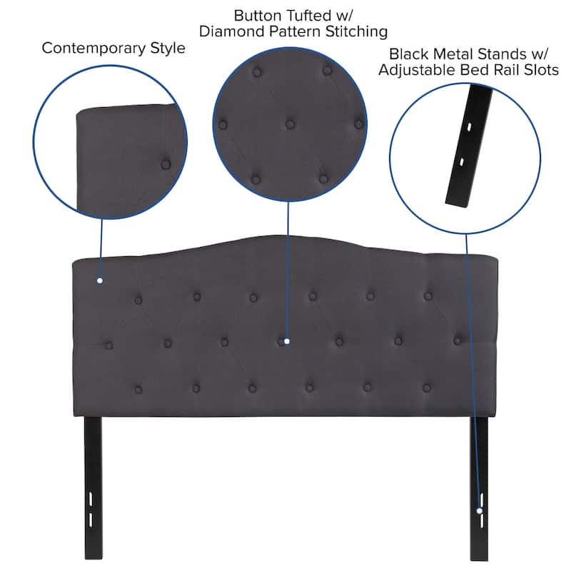 Arched Button Tufted Upholstered Headboard