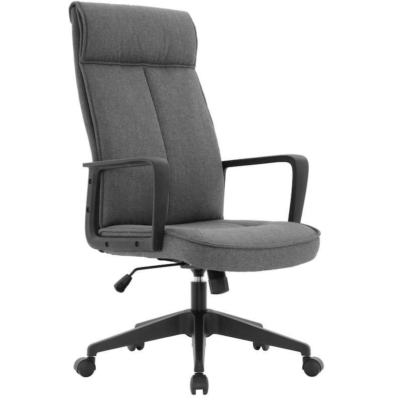 High-Back Leather/Polyester Office Chair Adjustable Height Swivel & Tilt Aiaria Series - N/A - Charcoal