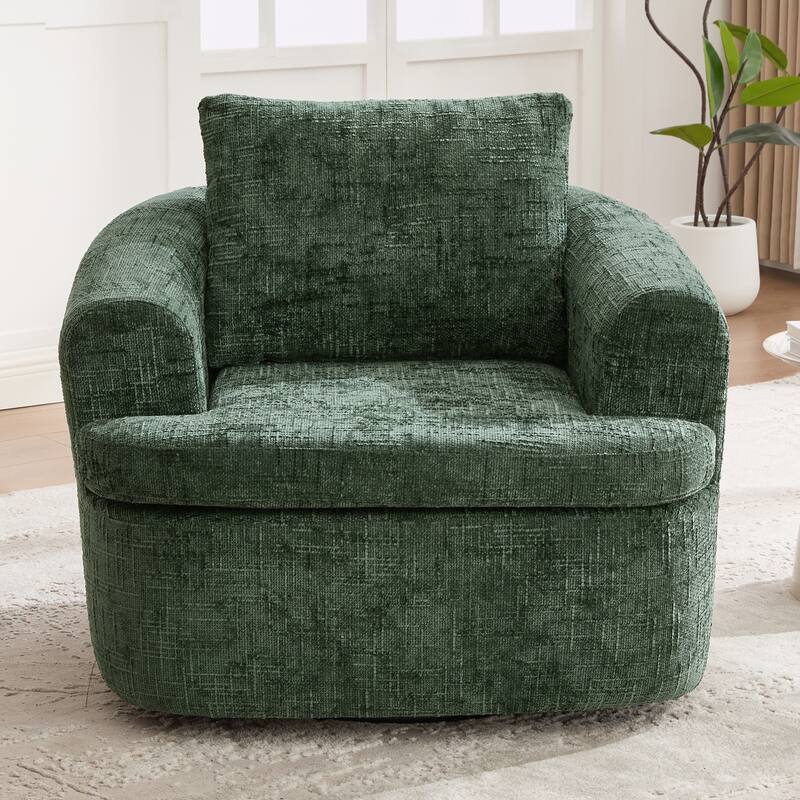 360°Swivel Sofa Chair Accent Barrel Chair 36.6" Swivel Round Chair with Dual-layer Cushion Design