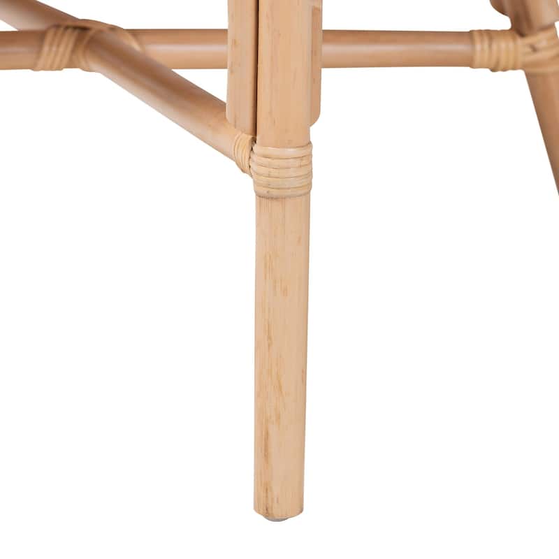 Padma Natural Rattan Dining Chair - Handwoven Barrel Accent Chair with Bamboo-Style Frame and Lattice Detailing