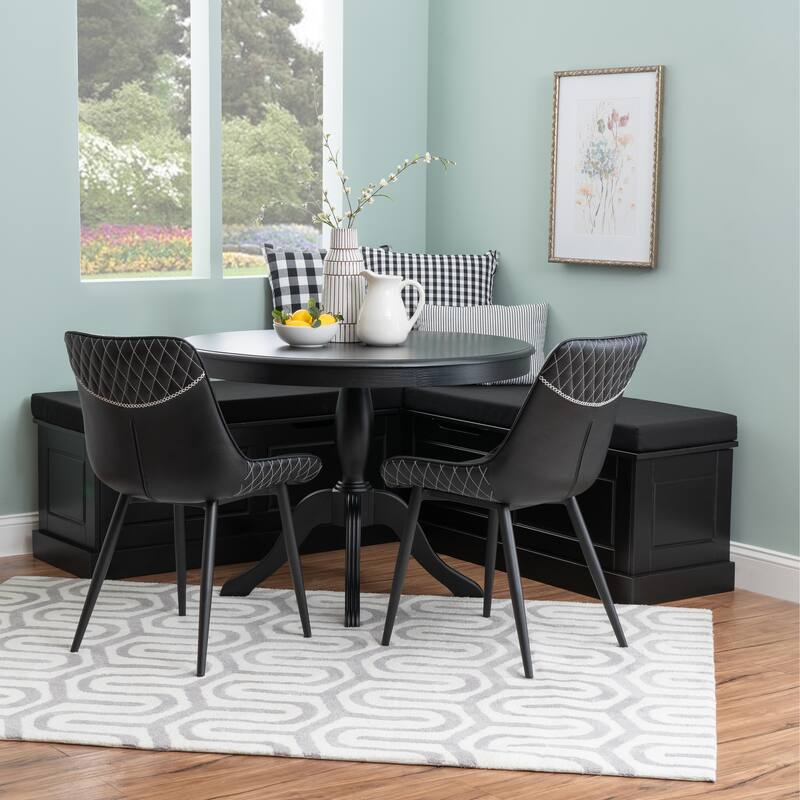 Linon Josie 5PC Backless Nook Set with Table and 2 chairs - Black