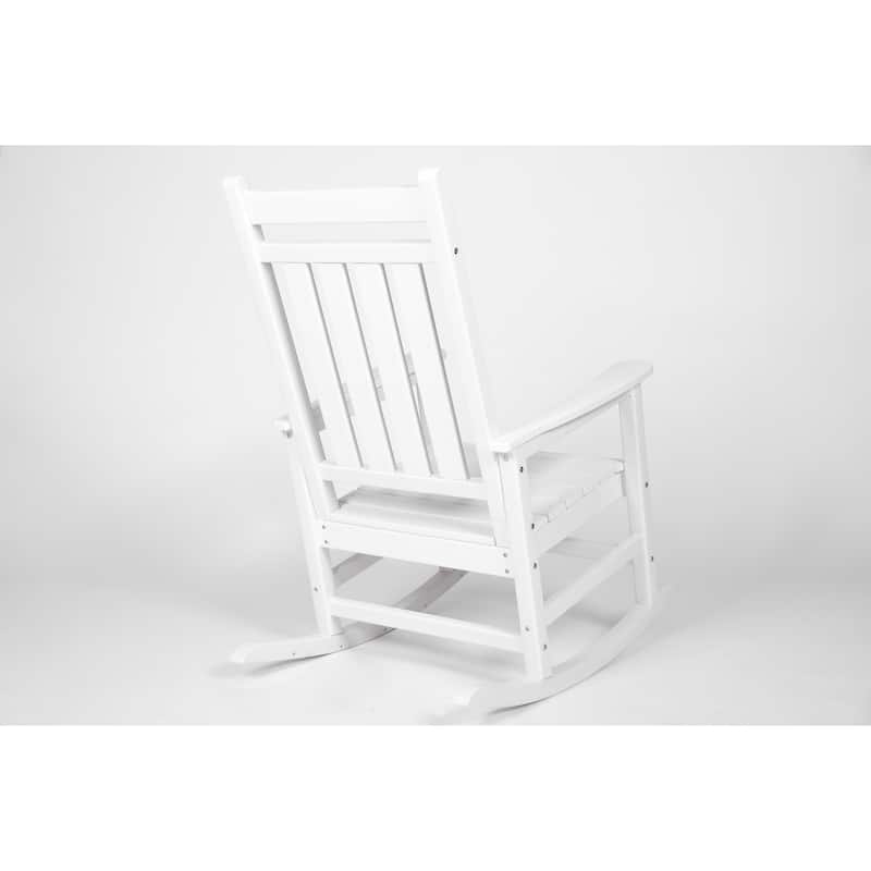 Outdoor Wood Rocking Chairs Set with Side Table, 3-Piece