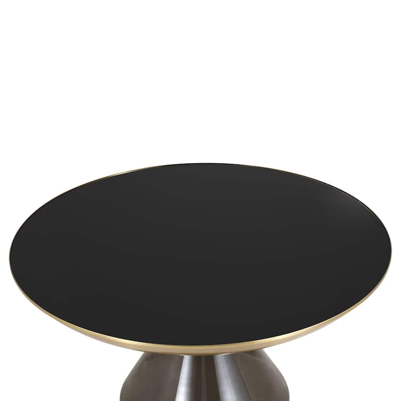 30-Inch Coffee Table Round Glass Tabletop with Gold Iron Rim and Glass Base