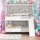 preview thumbnail 2 of 7, White Twin Size Bunk House-Shaped Bed With Slide And Ladder for Home