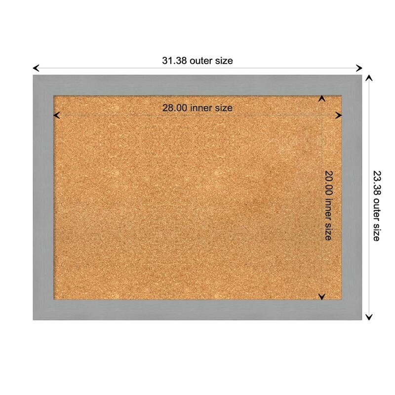 Brushed Nickel Framed Cork Bulletin Memo Board