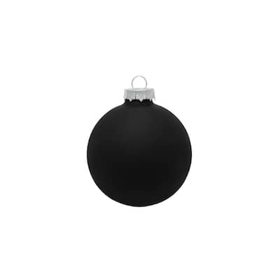 Matte Glass Christmas Ball Ornaments - 3.25" (80mm) - Black - 8ct