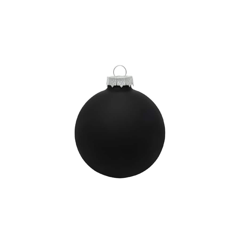 Matte Glass Christmas Ball Ornaments - 3.25" (80mm) - Black - 8ct