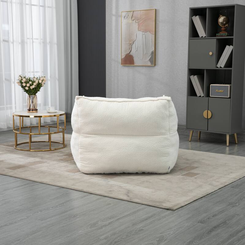 GDFStudio - COOLMORE Boucle Bean Bag Chair with Memory Foam Filling for Ultimate Comfort