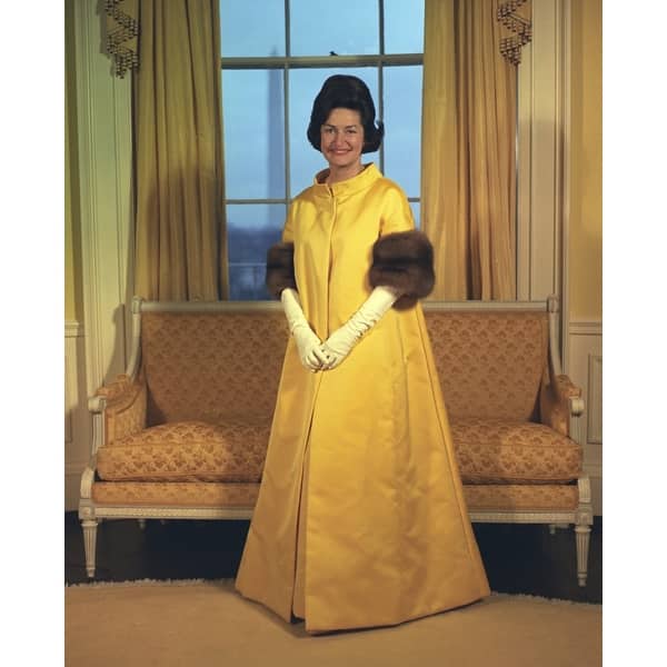 Lady Bird JohnsonS Inaugural Gown The First Lady Wore Canary-Yellow Fur  Trimmed Ensemble By John Moore She Ordered The Evening G