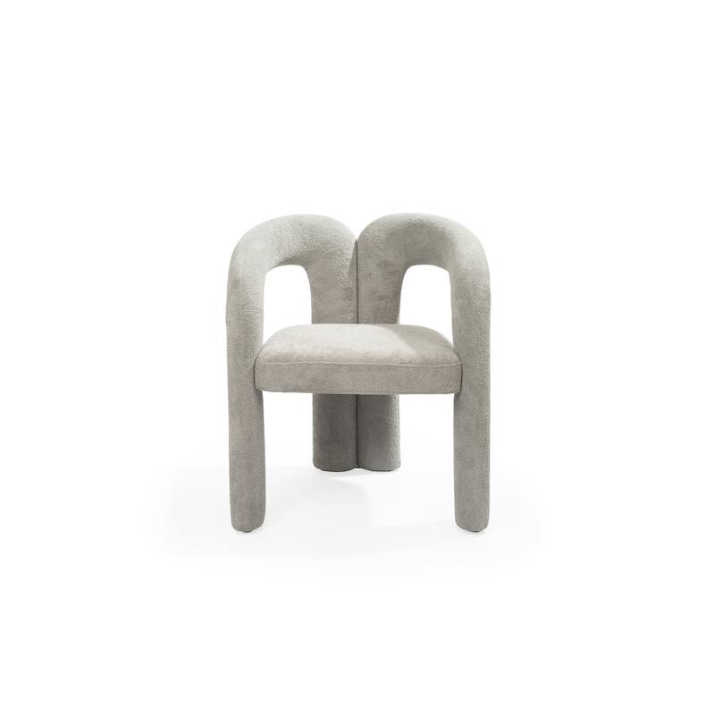 HomeRoots Dark Gray Boucle Partially Open Back Dining Arm Chair - 25.00 in. x 30.00 in. x 23.00 in.