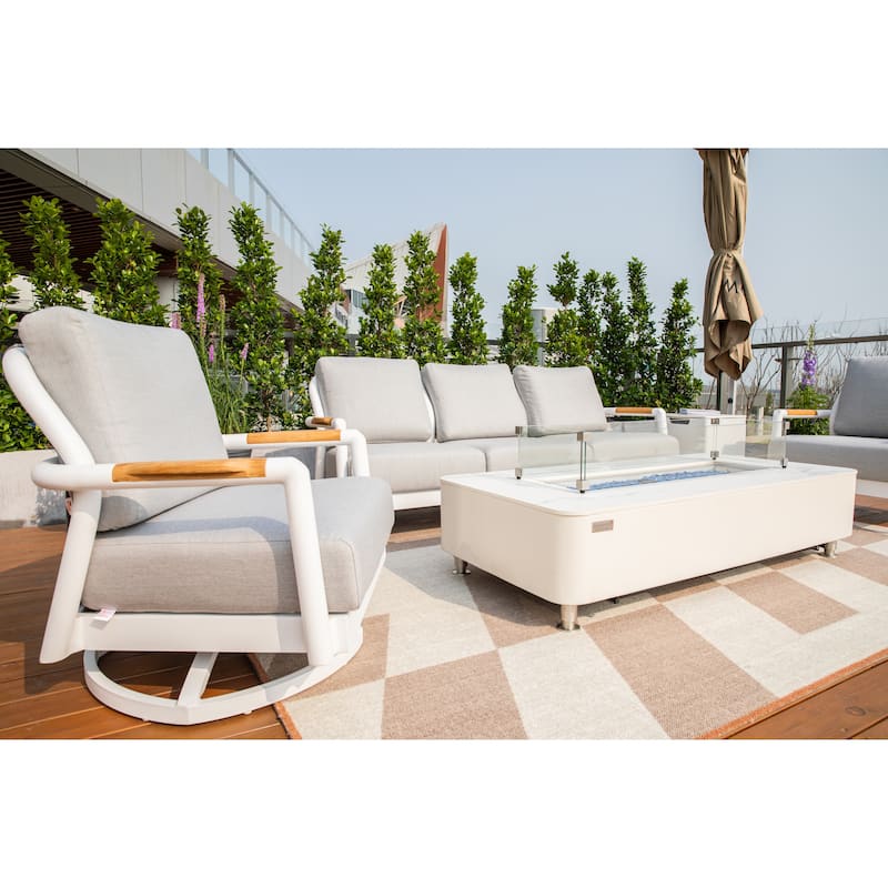 Elementi Santorini Outdoor Aluminum Swivel Chair with Sunbrella® Cushions