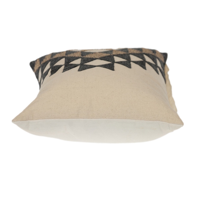 HomeRoots 14" X 20" Beige and Black Geometric Cotton Throw Pillow