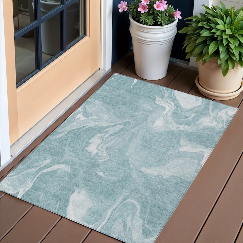 HomeRoots Abstract Transitional Rectangle Outdoor Rug - 8' X 10'