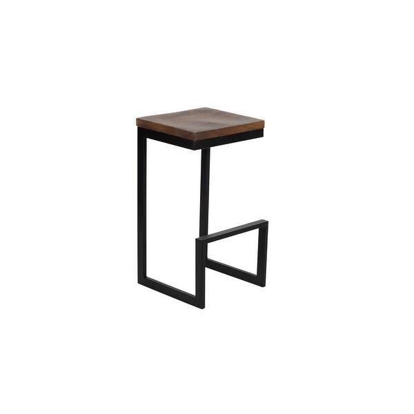Porter Designs Cube Industrial Solid Mango Wood & Metal Bar Stool