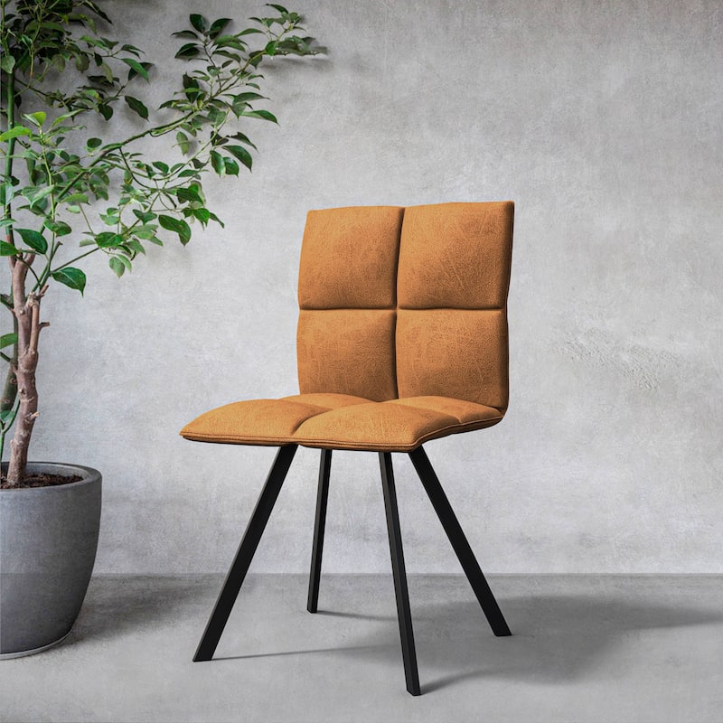 Wesley Modern Leather Dining Chair With Metal Legs Set of 4 by LeisureMod