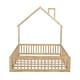preview thumbnail 7 of 18, Wood Full Size House Platform Bed with Guardrail