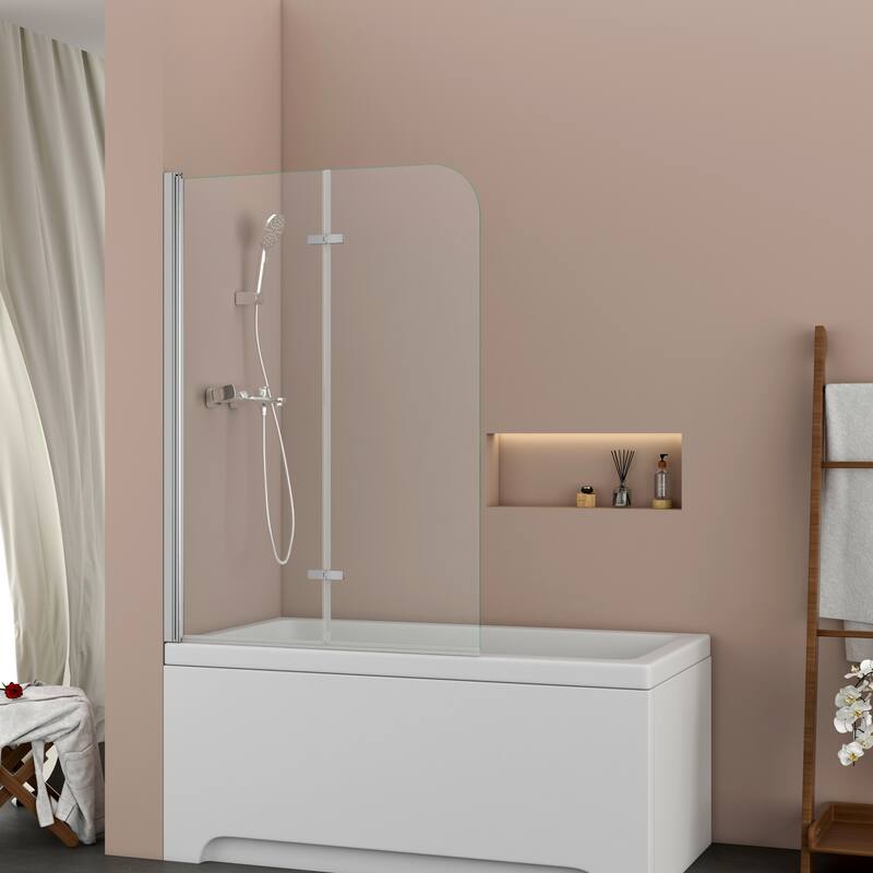 39 in. W x 55 in. H Pivot Tub Door in Matte Black with Clear Tempered Glass