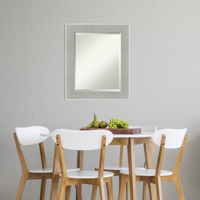Beveled Wall Mirror - Glam Linen Grey Frame - Glam Linen Grey