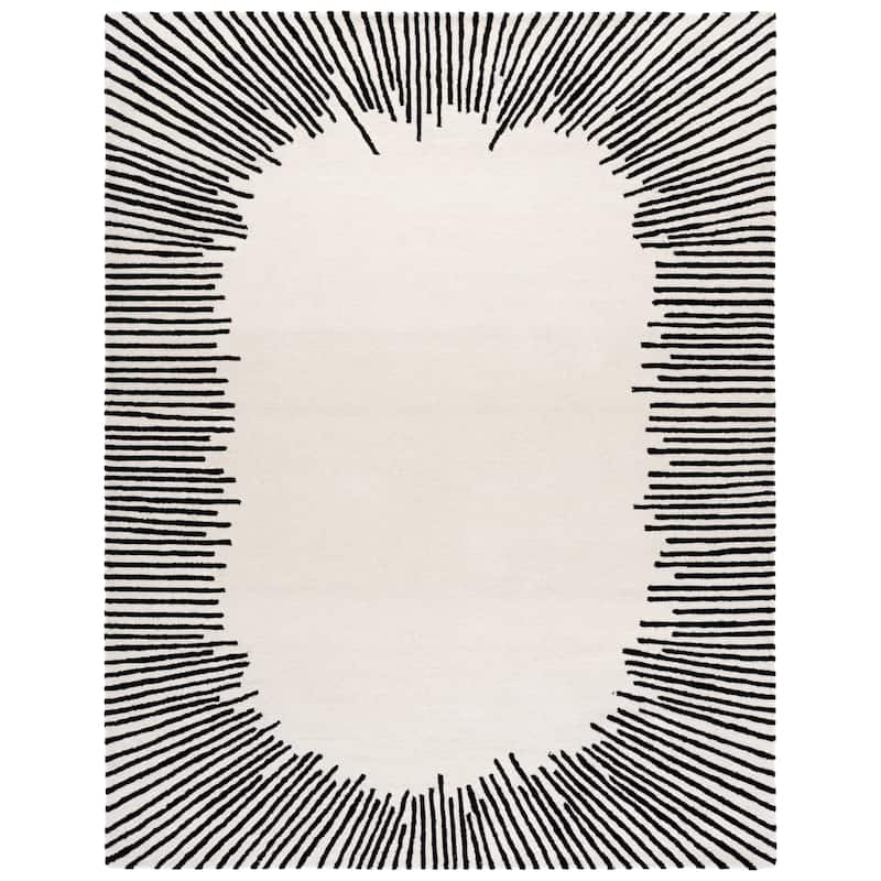 SAFAVIEH Handmade Fifth Avenue Corianna Modern New Zealand Wool - 10' x 14' - Ivory/Black