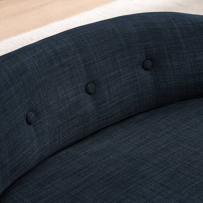 Oval Semi-Enclosed Dog Sofa, Durable Linen Material, Button-Tufted Backrest, High-Center Low-Sides Support Plush Comfort-Beige