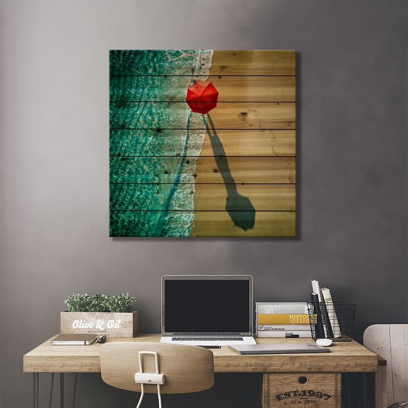 Deep Water Print On Wood by Ambra - Multi-Color