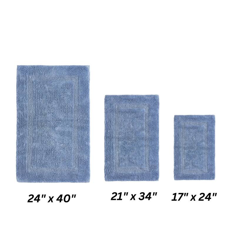 Better Trends Bath Rugs Set 100% Cotton Reversible Water Absorbent Bathroom Rug for Shower, Sink, Bath Mats - Lux Collection