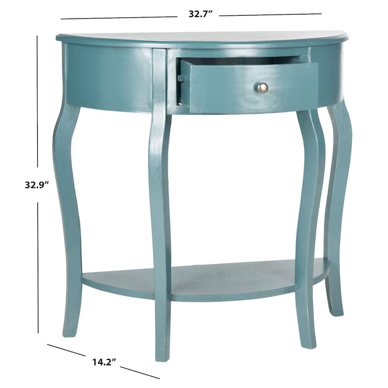 SAFAVIEH Jan Demilune Blue Small Console - 32.7" x 14.2" x 32.9"