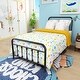 preview thumbnail 1 of 3, Vintage Victorian Platform Metal Frame Foundation Headboard Footboard Heavy Duty Steel Slats,Twin White