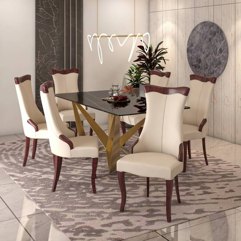 Novara Dining Chair with High-Back Design and Rubberwood Legs Set of 2