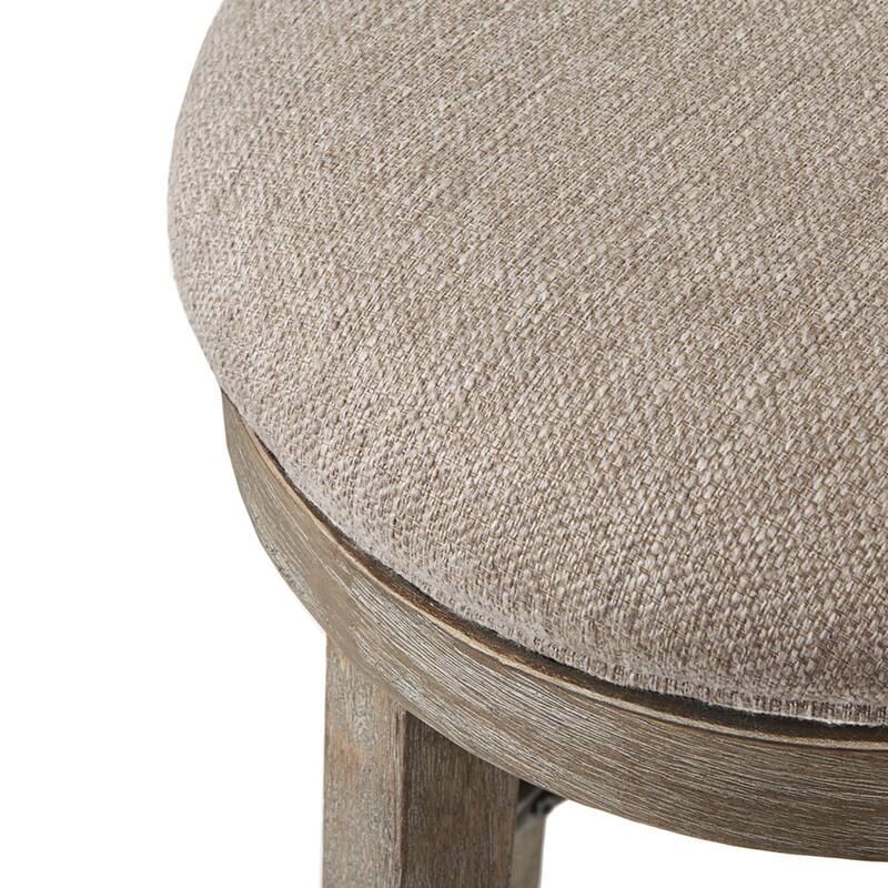 Roomfitters 25-Inch Swivel Counter Stool, Upholstered Round Seat with Distressed Aged Oak Frame, Cream & Reclaimed Gray - Cream+Reclaimed Grey