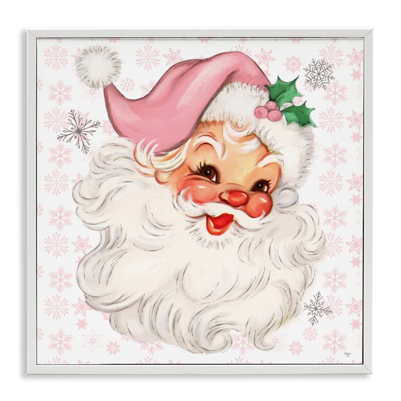 Stupell Pastel Vintage Jolly Santa Framed Giclee Art Design By Mollie B. - 24 x 24 - White