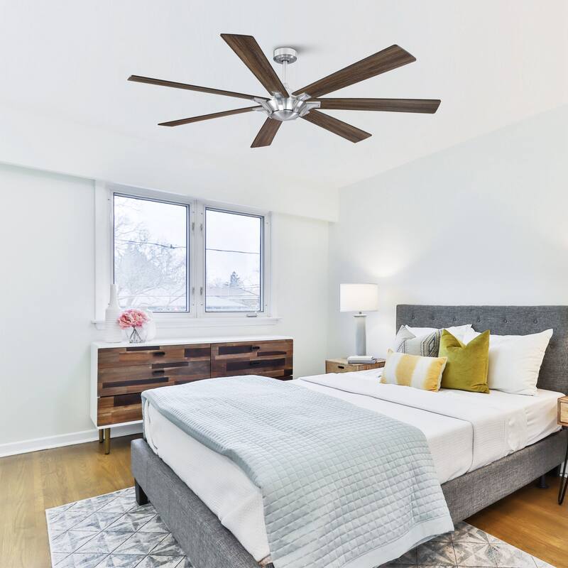 72" Wooden 7-Blade Large Outdoor Industrial DC Ceiling Fan with Remote