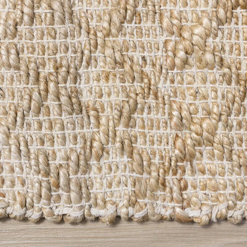 Light Sand Jute Handmade Diamond Pattern Area Rug