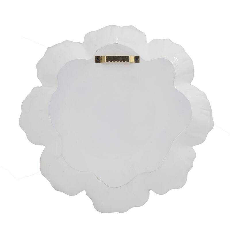 Dazzle 11, 12 Inch Floral Wall Accent Set of 2, White Resin 3 Dimensional