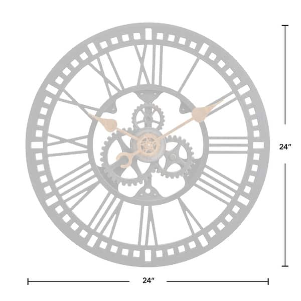 dimension image slide 1 of 2, FirsTime & Co. Roman Gear Wall Clock, American Crafted, Oil Rubbed Bronze, Plastic, 24 x 2 x 24 in
